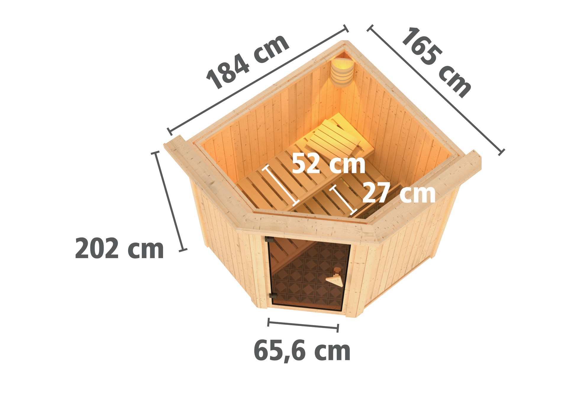 Sauna Tuckum mit Zubehör-Set, 175x152x198cm, Eckeinstieg