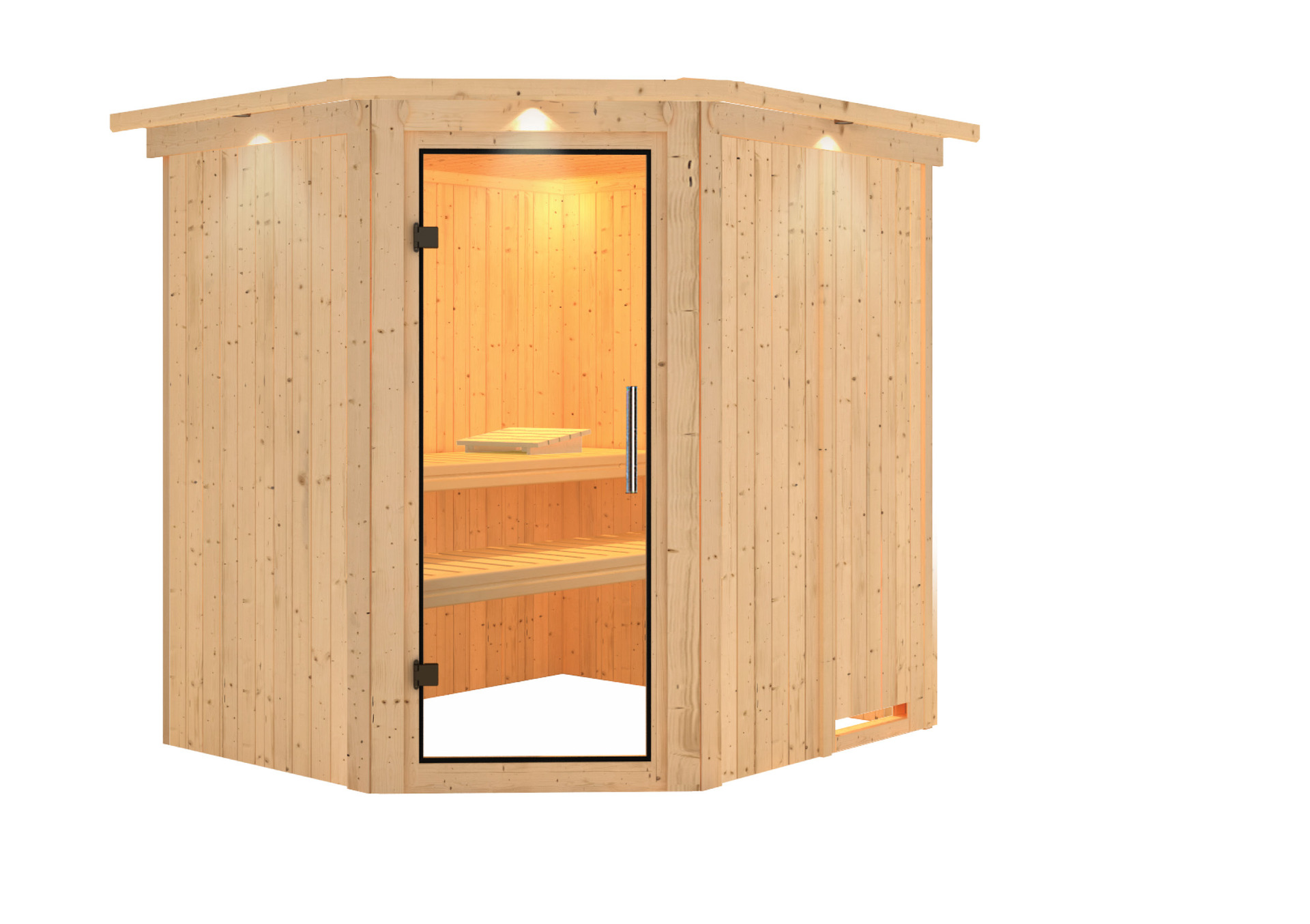 Sauna Talsen mit Zubehör-Set, 196x170x198 cm, Eckeinstieg