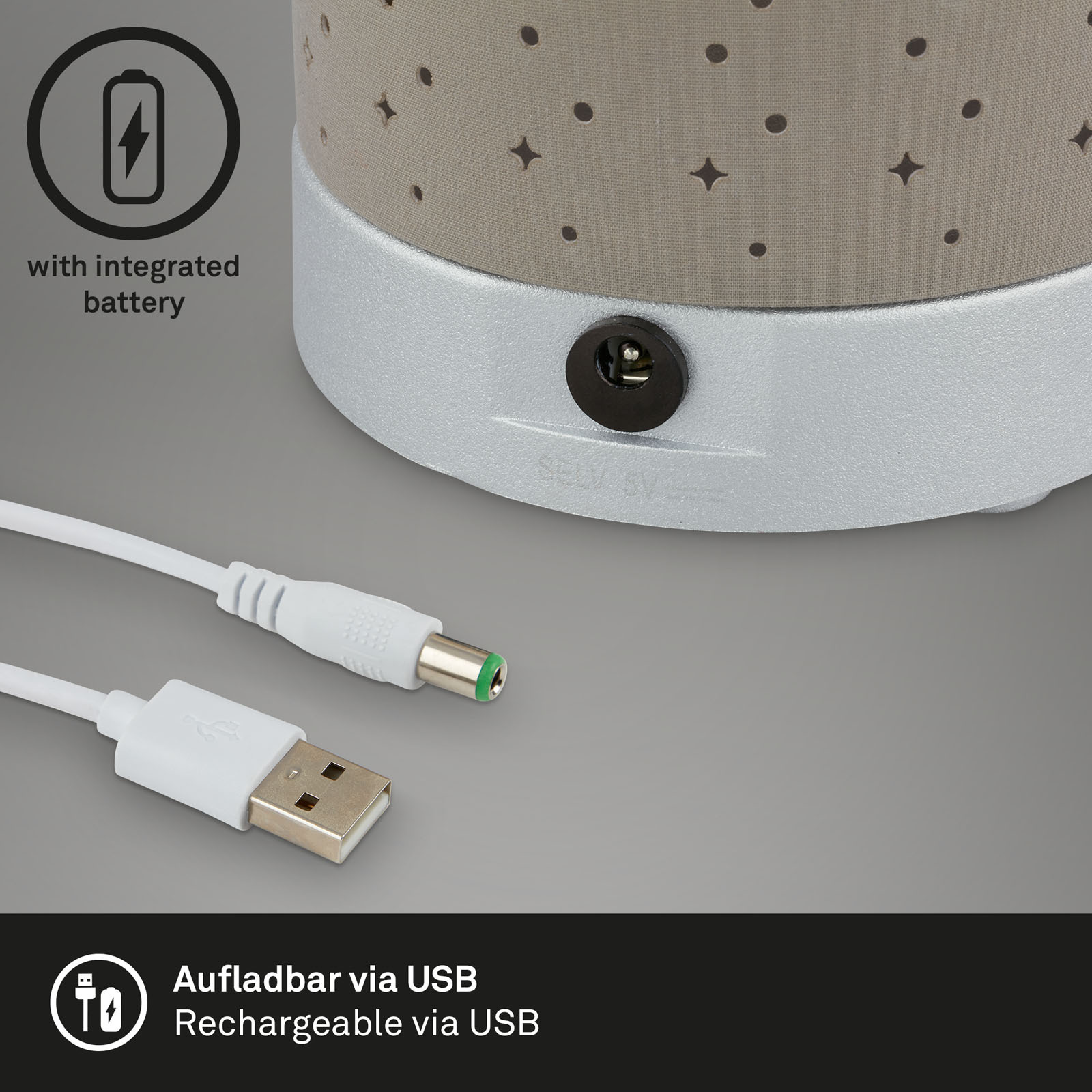 Plug&Play Akku LED Tischleuchte LONI, taupe