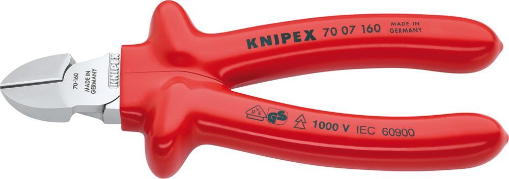 Seitenschneider verchromttauchisoliert 180mm KNIPEX