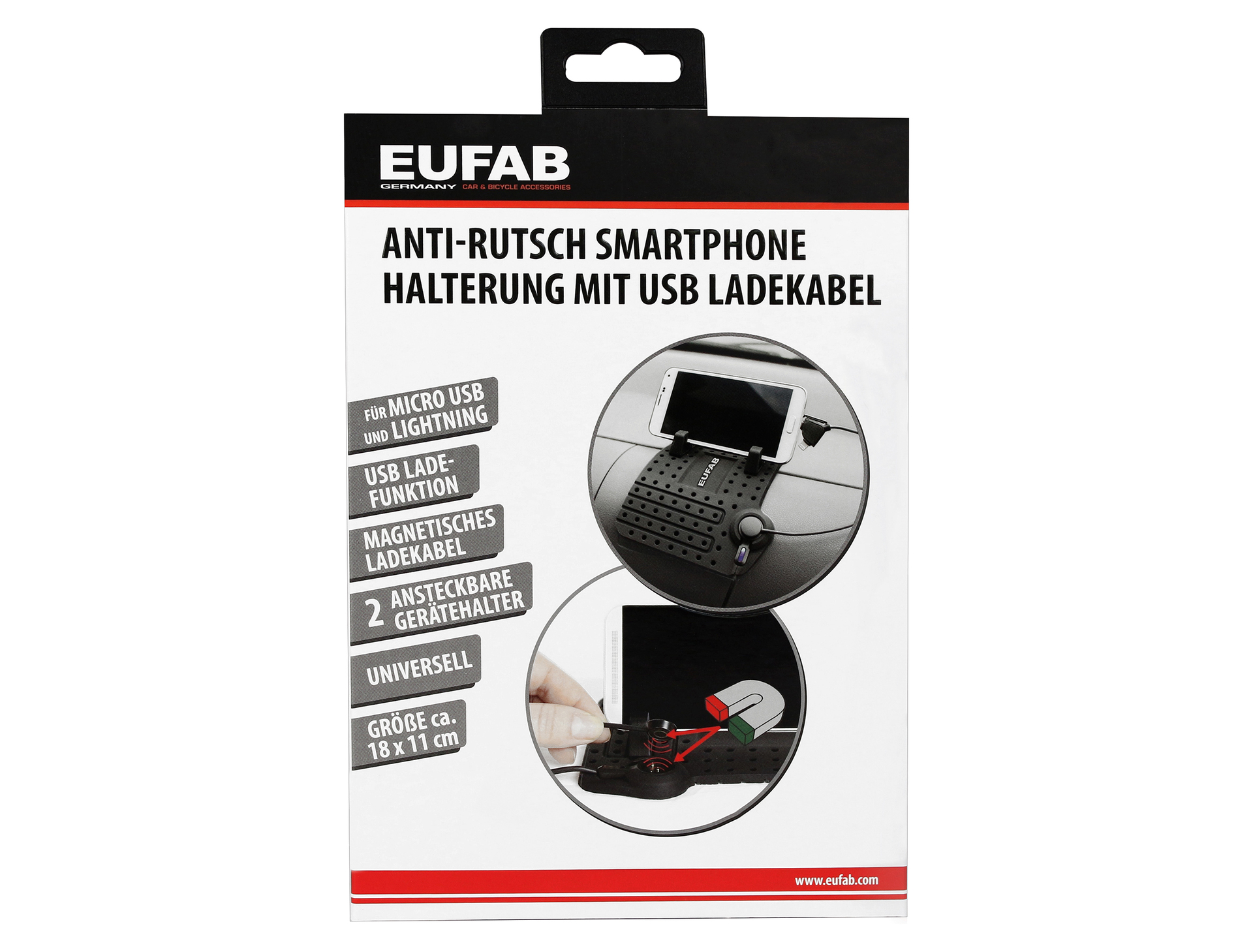 Anti-Rutsch Smartphone Halterung mit USB Ladekabel bei leitermann.de günstig kaufen Anti-Rutsch Smartphone Halterung mit USB Ladekabel