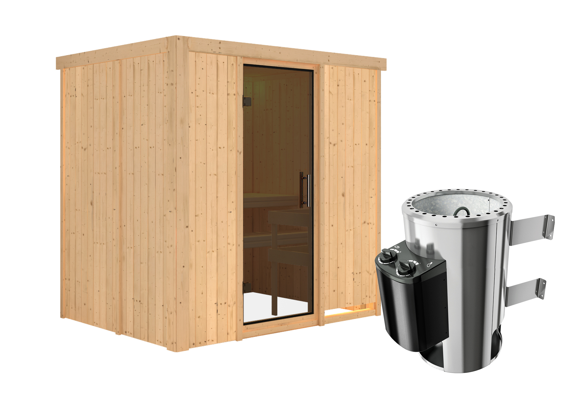 Sauna Kircholm mit Zubehör-Set 196x151x198cm, Fronteinstieg