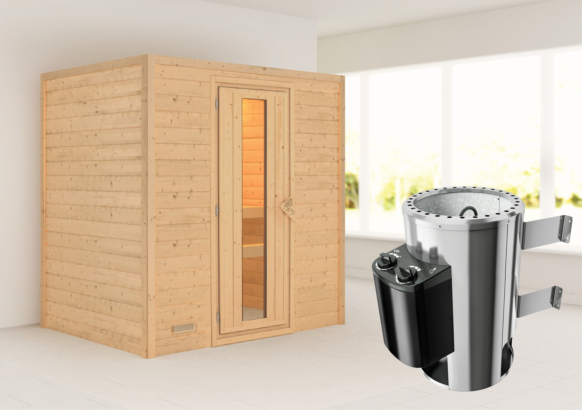 Sauna Welonen mit Zubehör-Set, 196x144x198cm, Fronteinstieg