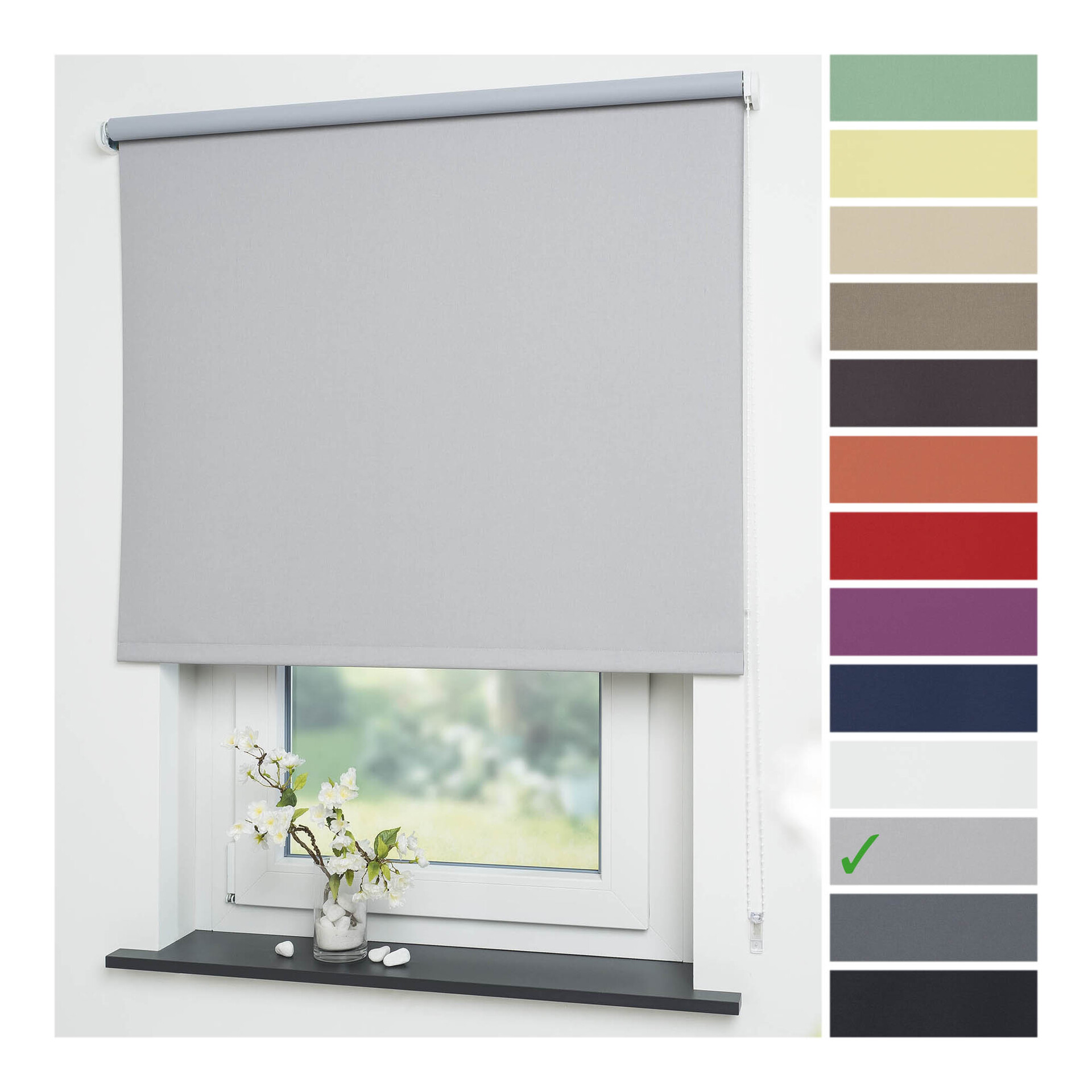 Seitenzug-Rollo Uni Verdunkelnd