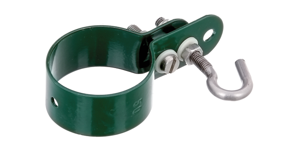 Schelle Befestigung v. Geflechtspannstäben an Pfosten