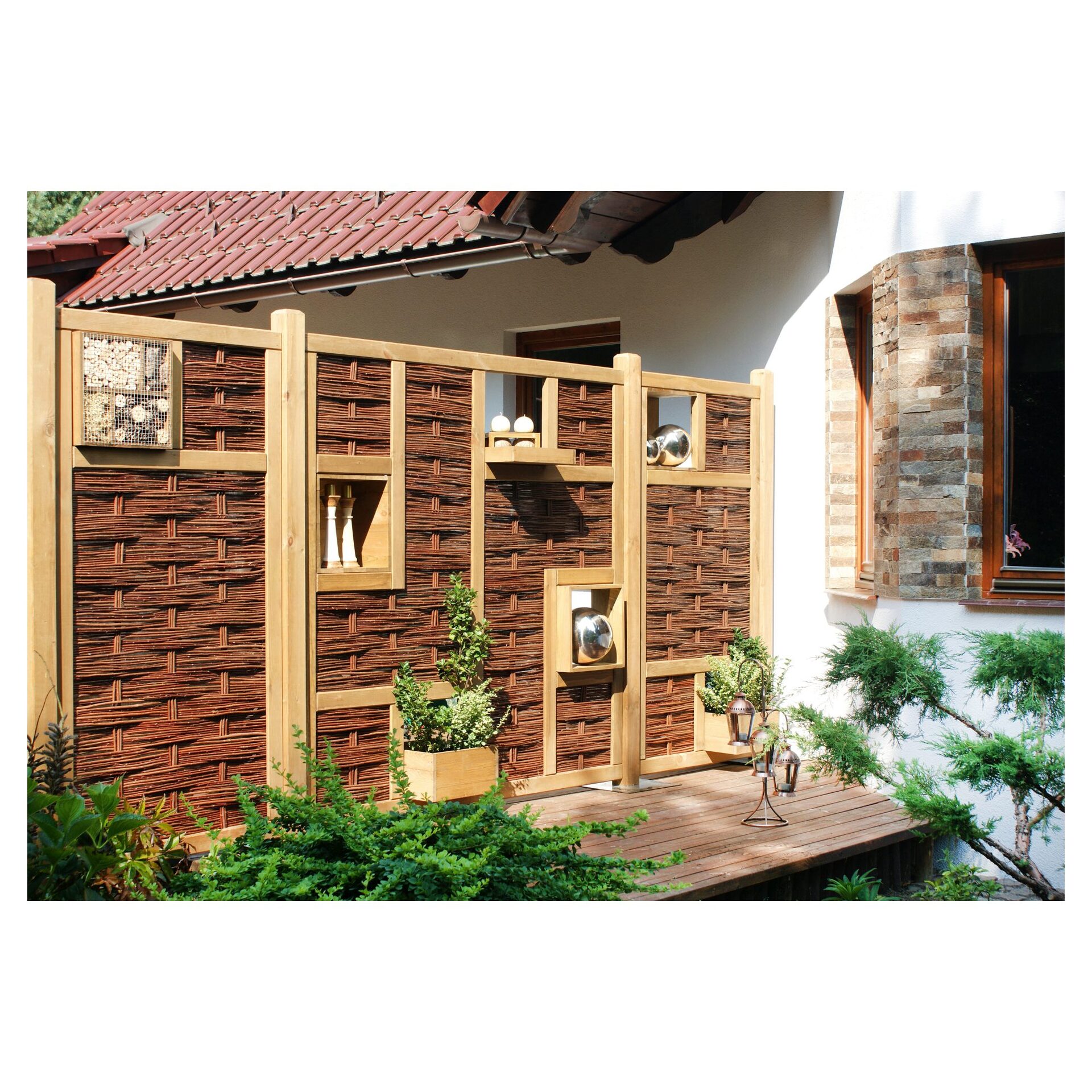 LABO-3D Weidengeflechtzaun 94x180 cm, 1 Fenster mittig