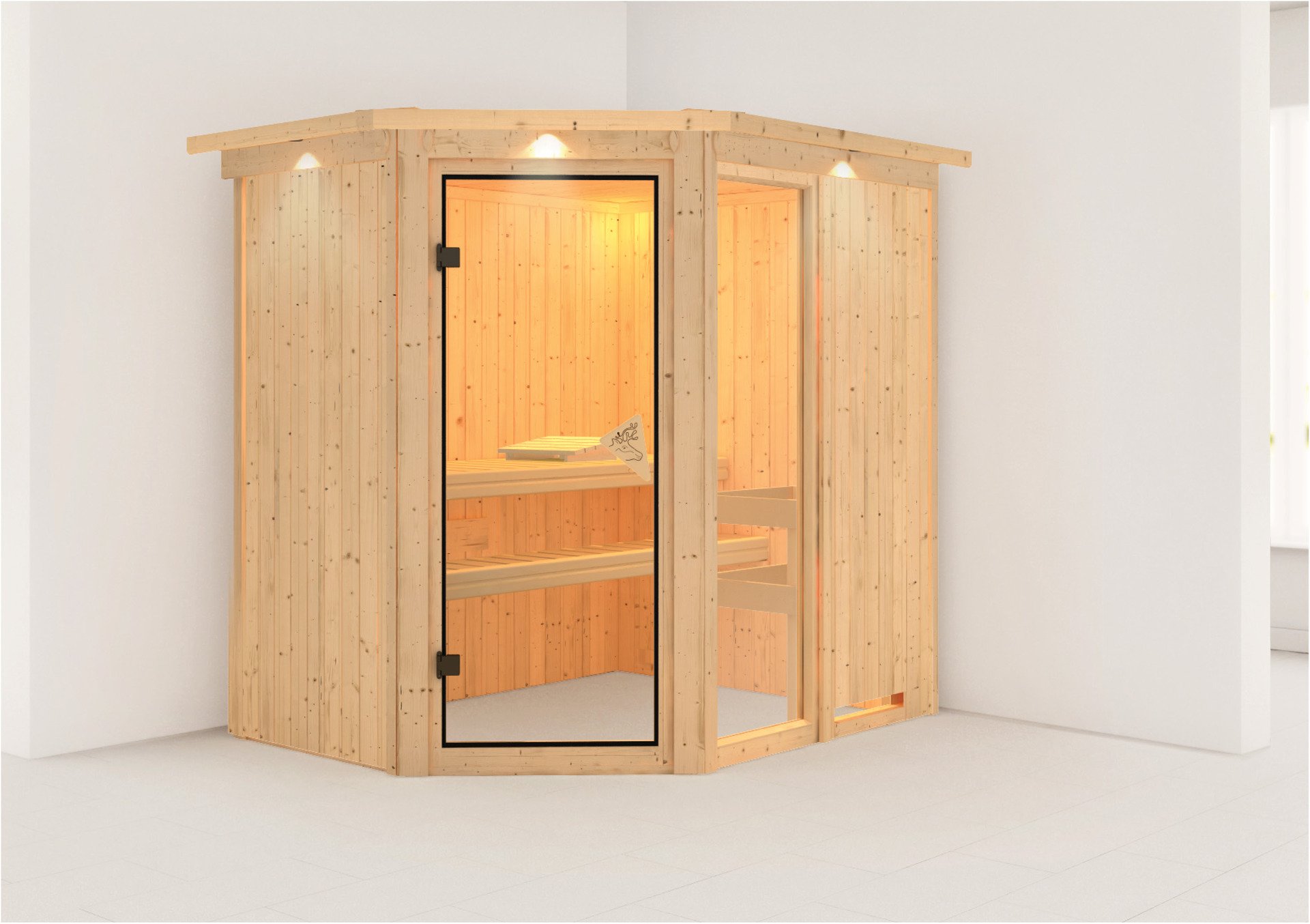 Sauna Paide 1 mit Zubehör-Set 196x151x198cm Eckeinstieg