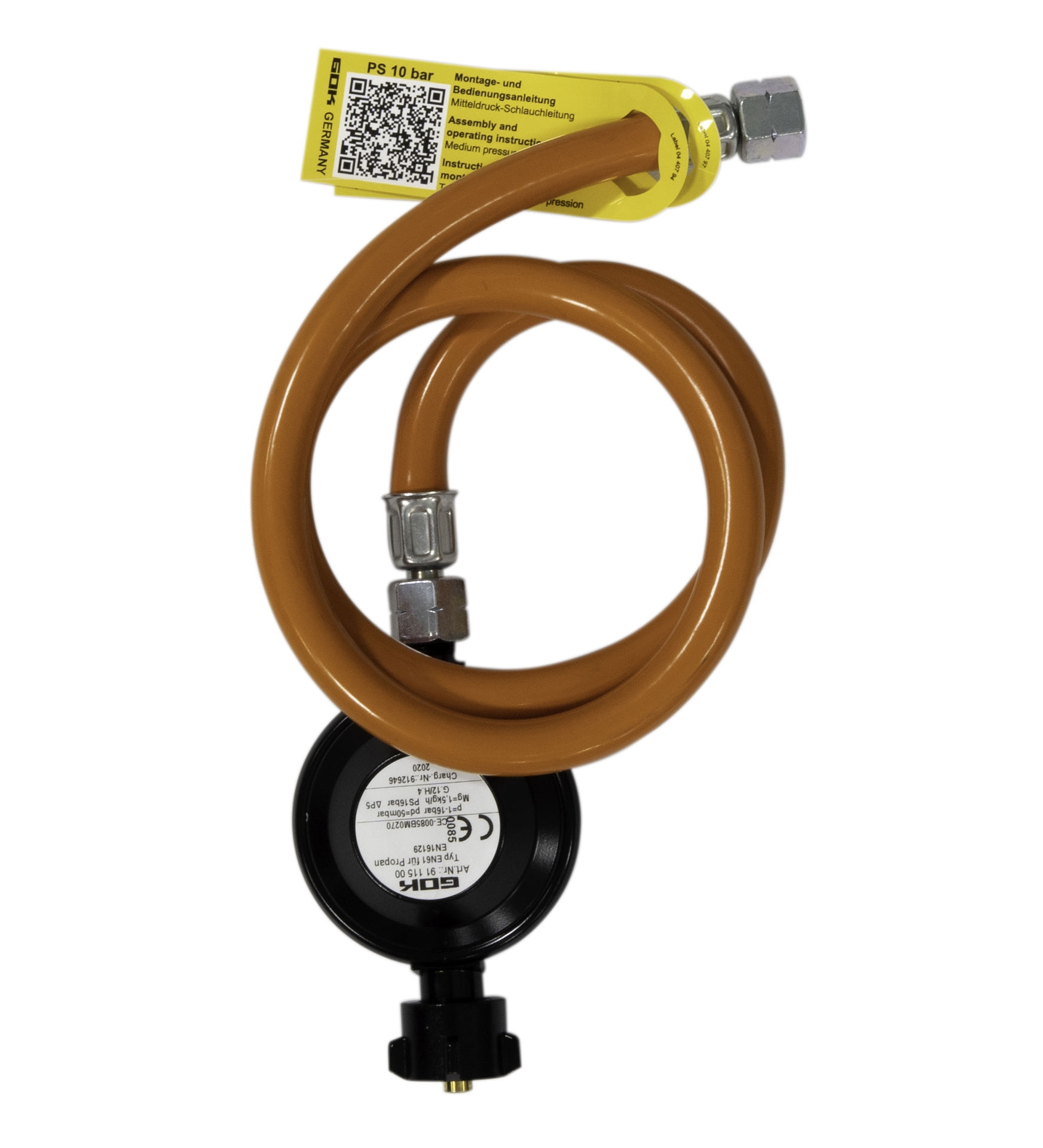 Schlauch und Druckregler, 50mbar