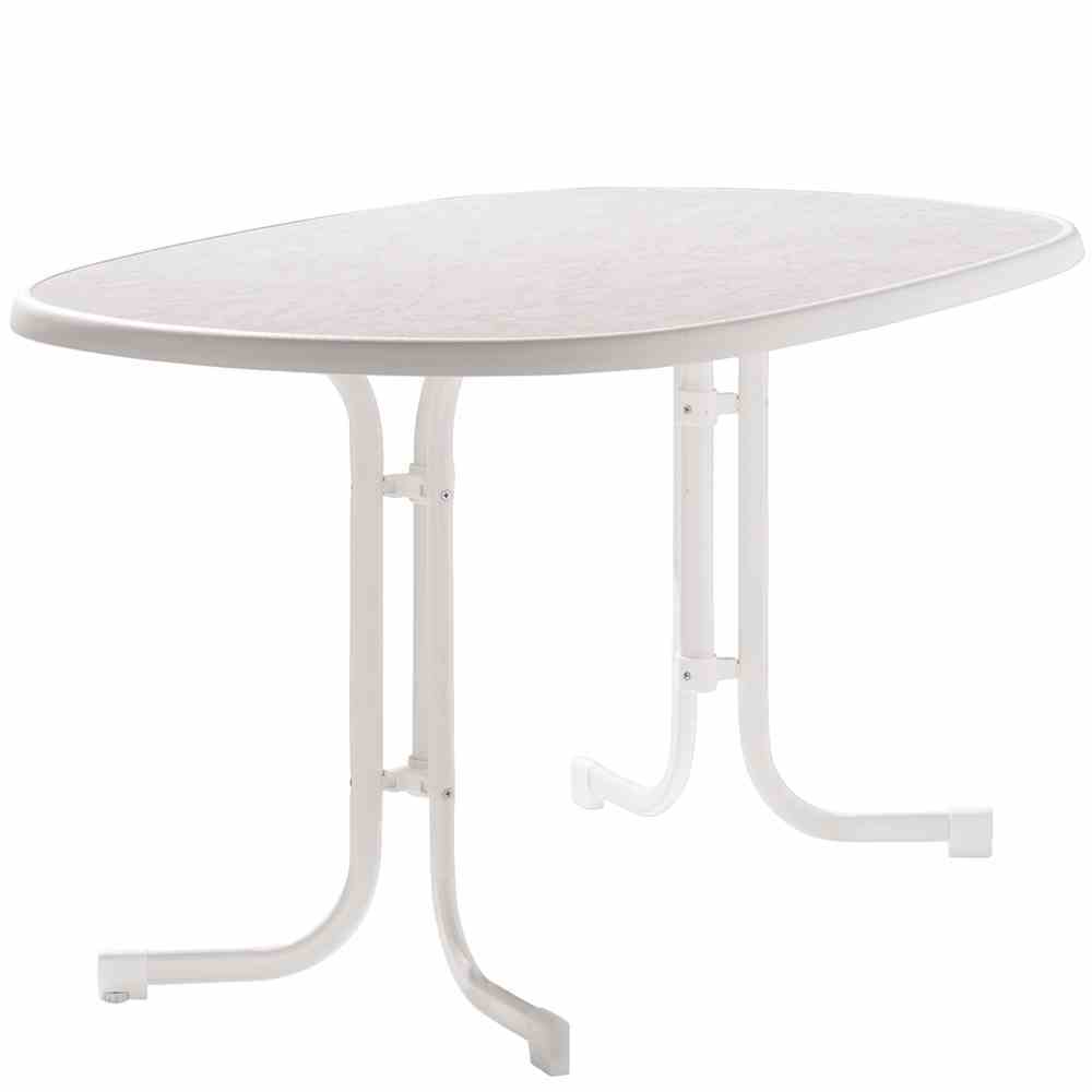 Gartentisch klappbar oval 140x90cm weiß