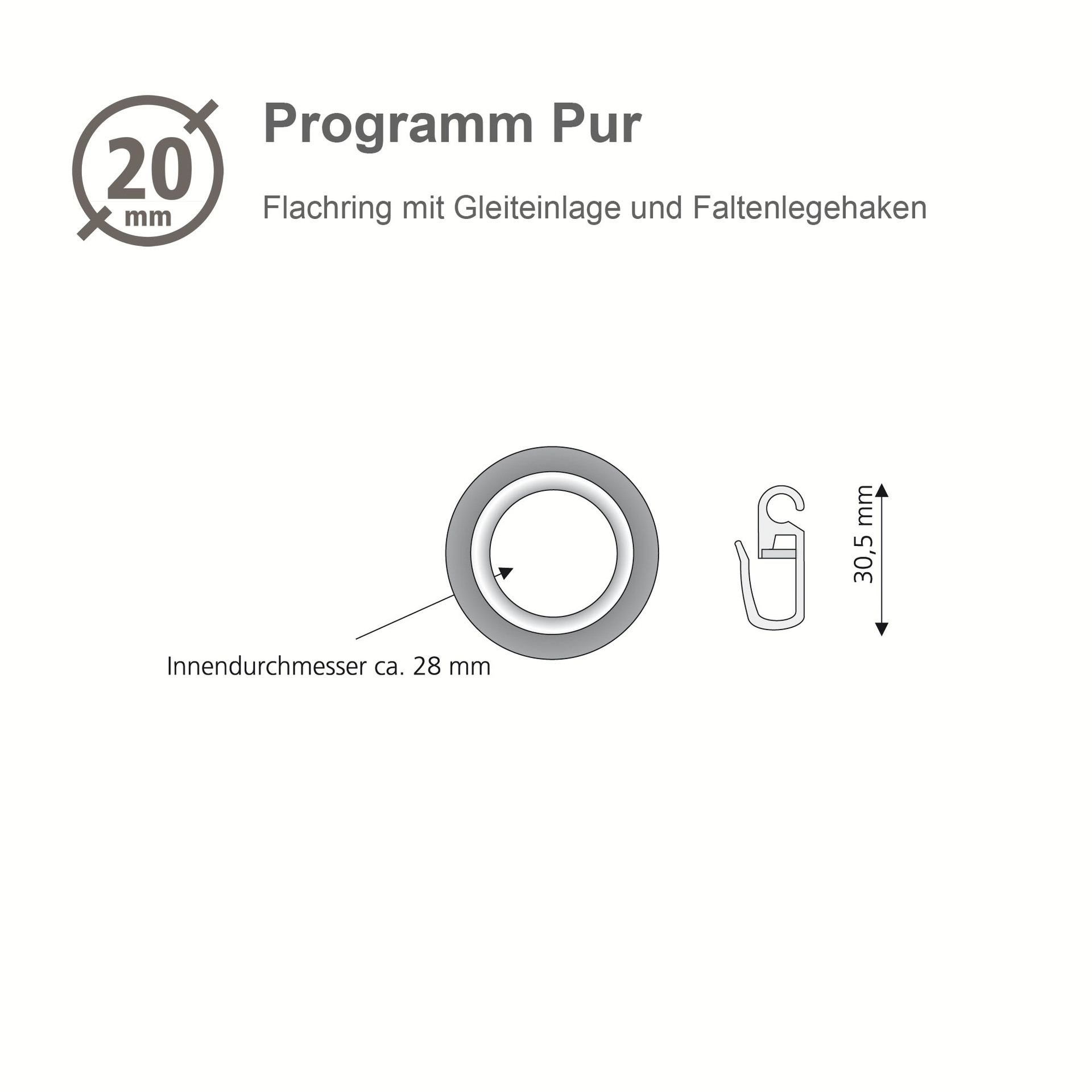 Flachring 20 mm Pur mit Gleiteinlage und FLH