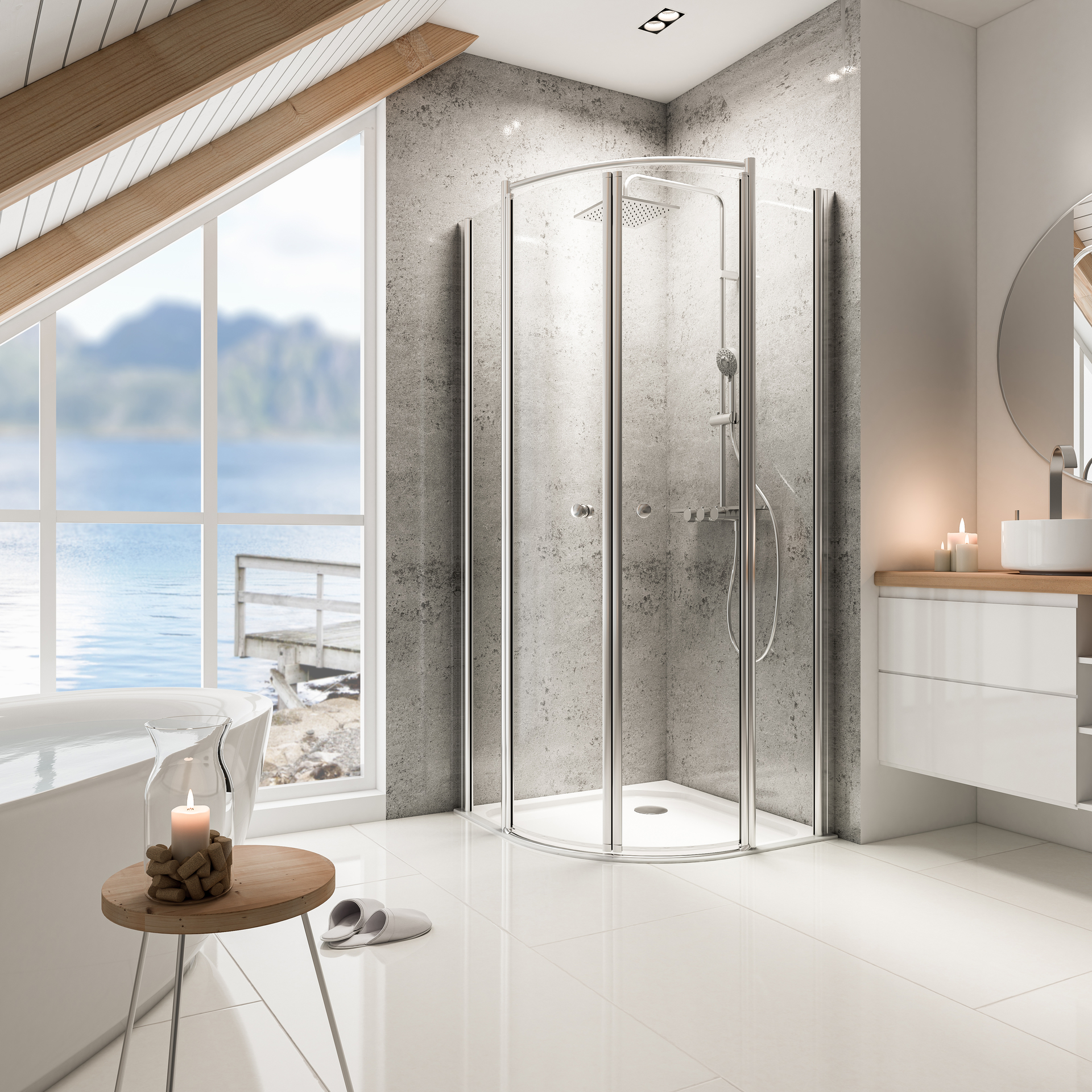 Schulte ExpressPlus Runddusche Garant mit Duschwanne Chromoptik 200x90x90