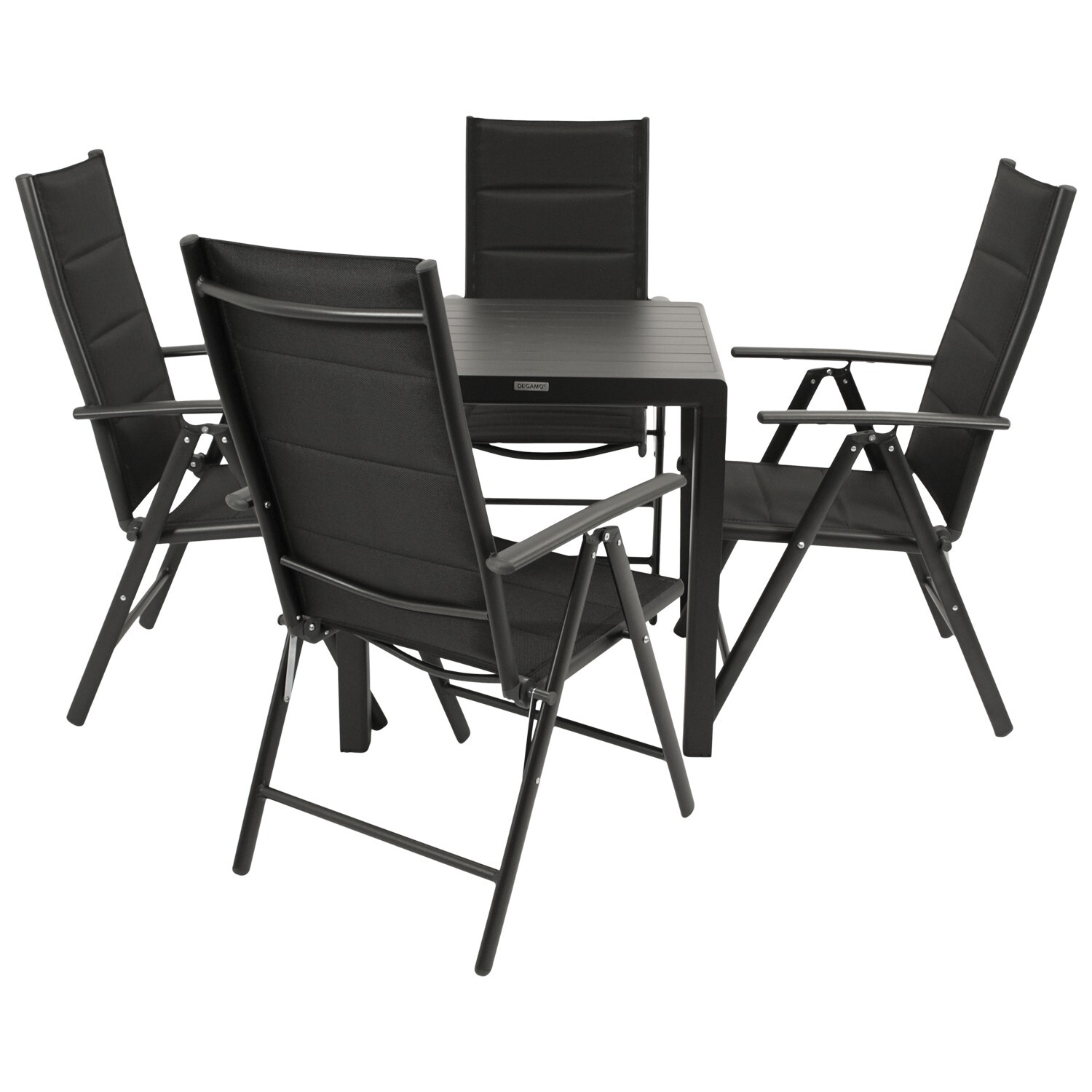 Garnitur 5-teilig, Aluminium, Kunstgewebe, Tischplatte Alu bei leitermann.de günstig kaufen Garnitur 5-teilig, Aluminium, Kunstgewebe, Tischplatte Alu