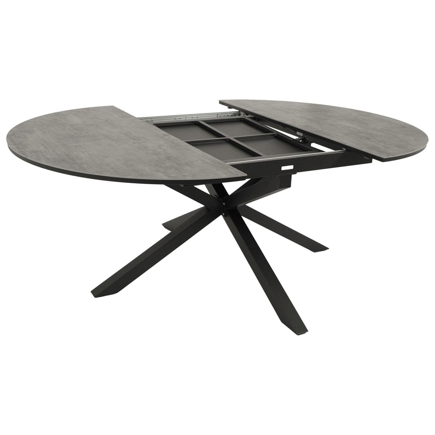 Ausziehtisch rund/oval 140/200x140cm, Alu + ECP anthrazit