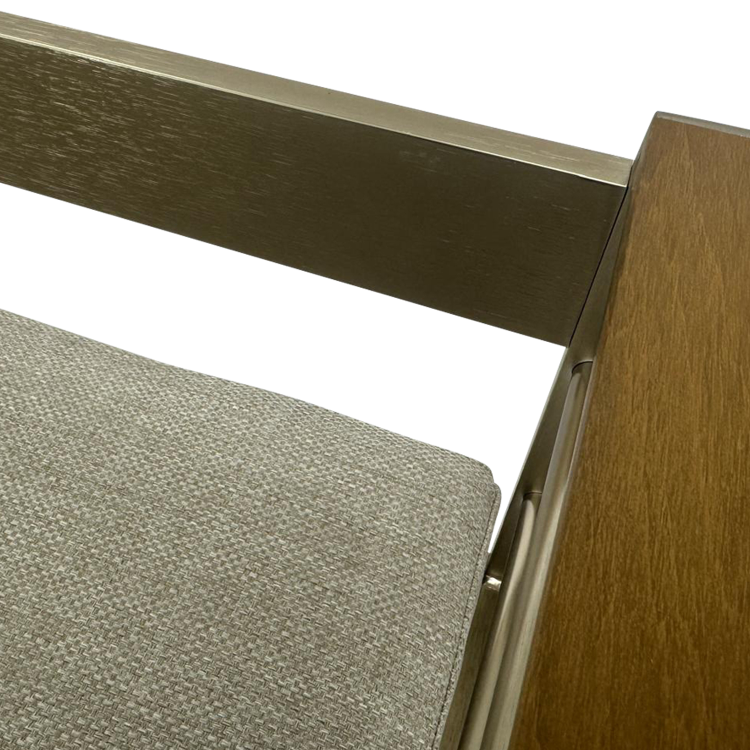 Lounge-Set 4-teilig aus gebürstetem Aluminium, Polster grau, Kunstholz naturfarben