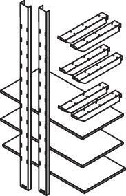 Lagerregal f. MC, 1000 mm3 Holzböden 1000 x 500 mm STRECKE
