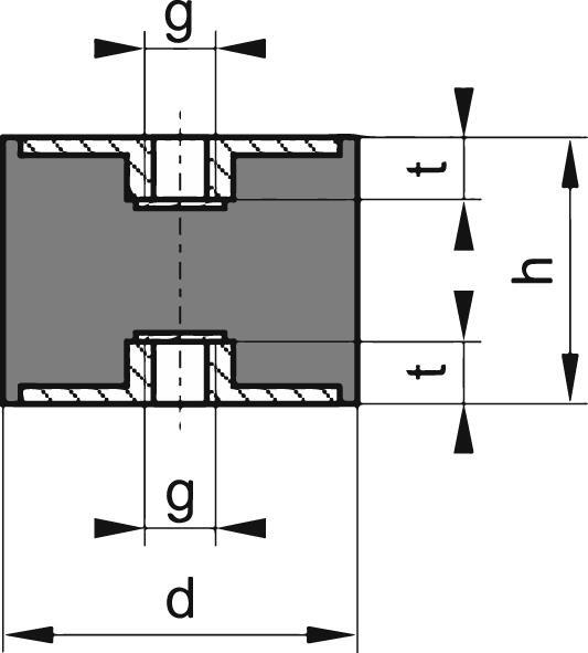 Gummi-Metall-Puffer Aus.C30x30mm M8 bei leitermann.de günstig kaufen Gummi-Metall-Puffer Aus.C30x30mm M8
