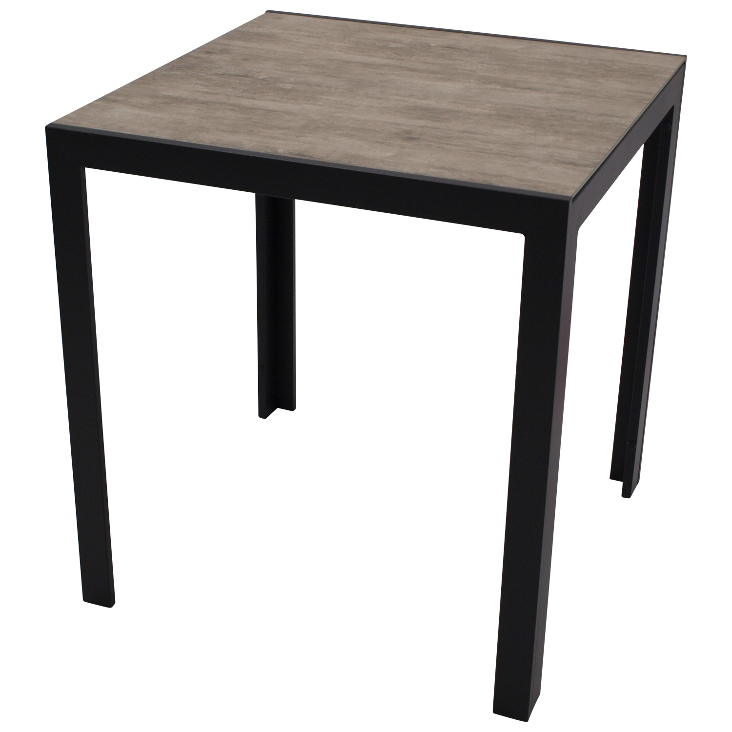 Bistrotisch 70x70cm, Tischplatte Glas in Keramikoptik