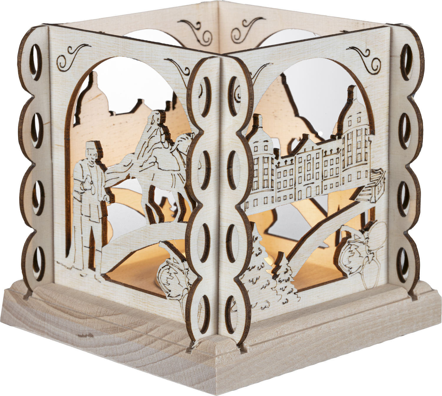 Laterne "Drei Haselnüsse für Aschenbrödel" für Teelicht, 12x12x12cm bei leitermann.de günstig kaufen Laterne "Drei Haselnüsse für Aschenbrödel" für Teelicht, 12x12x12cm