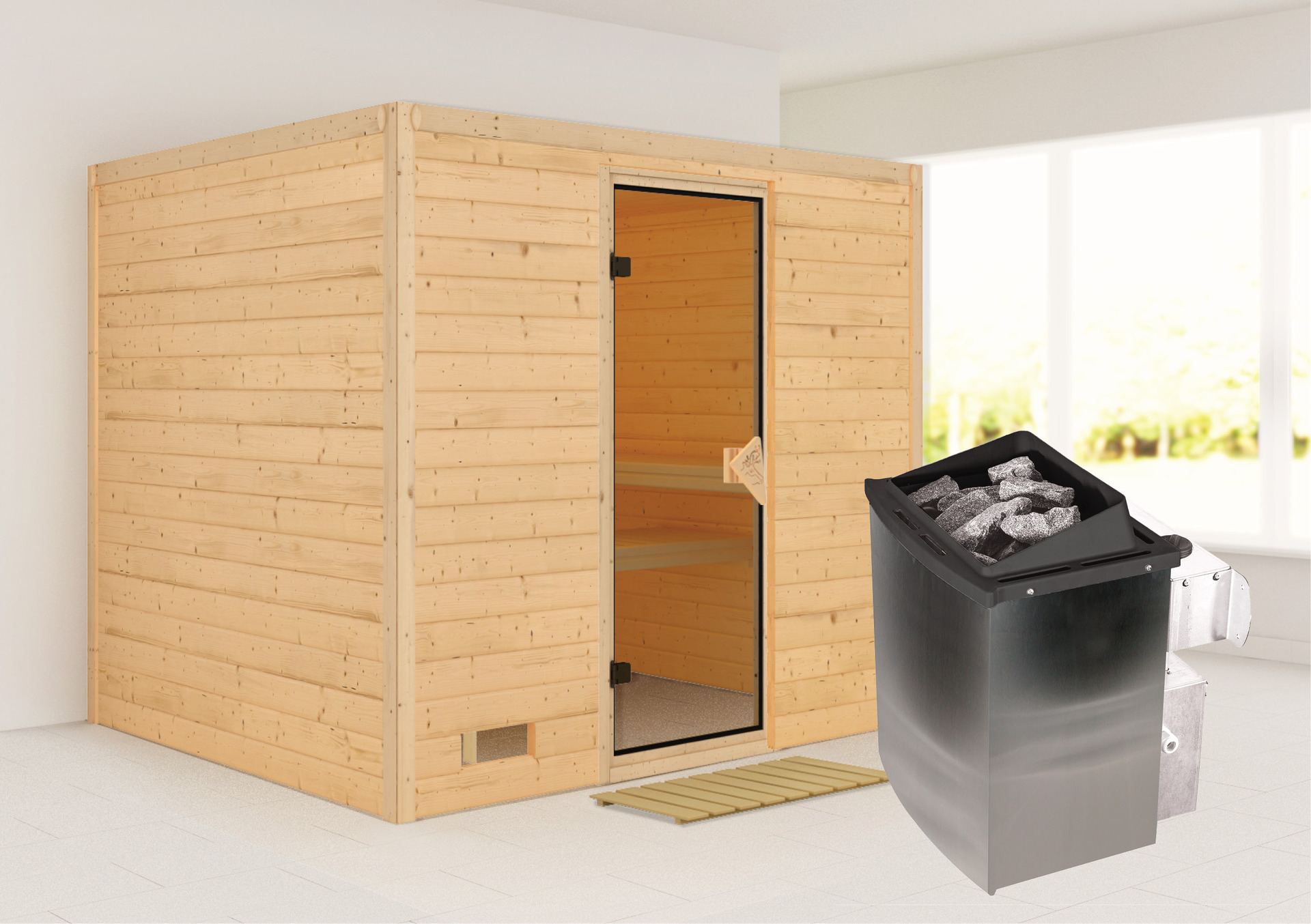 Sauna Paldiski mit Zubehör-Set, 236x184x208cm, Fronteinstieg