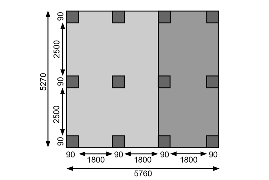 Doppelcarport Eco 2, 5,63x6,76x2,29m