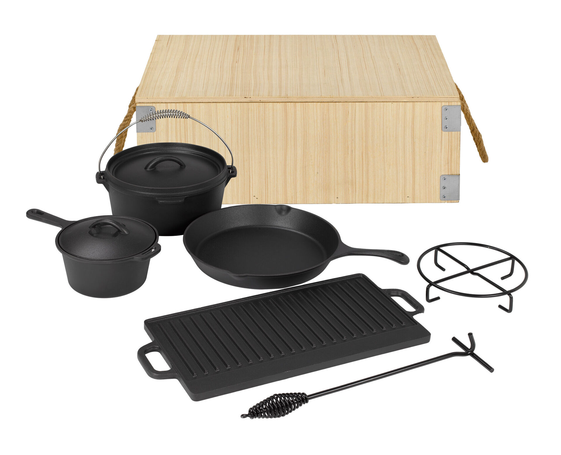 Dutch-Oven-Set in Holzkiste