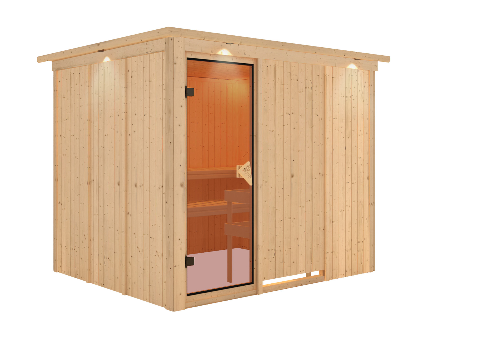 Sauna Jöhvi 231x196x198cm mit Zubehör-Set, Fronteinstieg