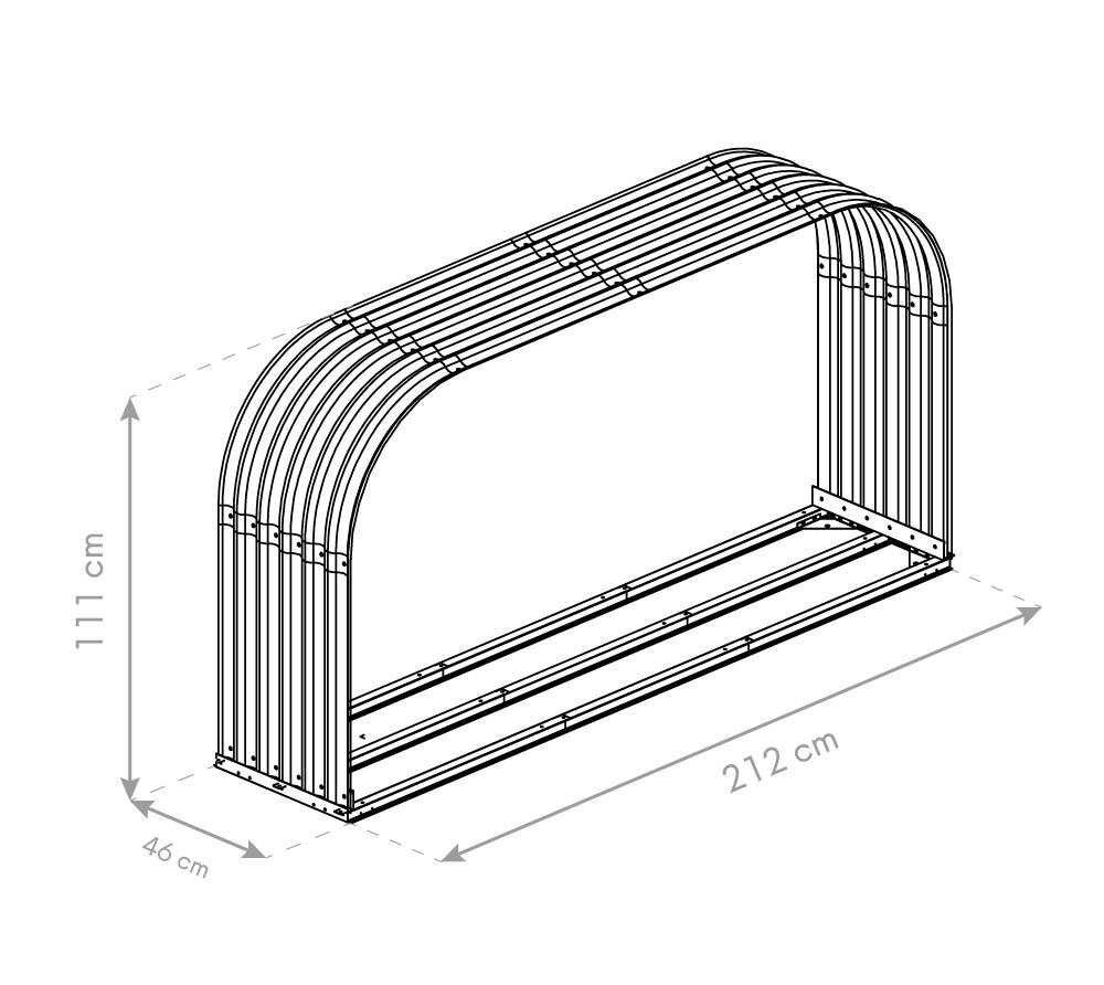 Kaminholzregal 46 x 212 x 111 cm