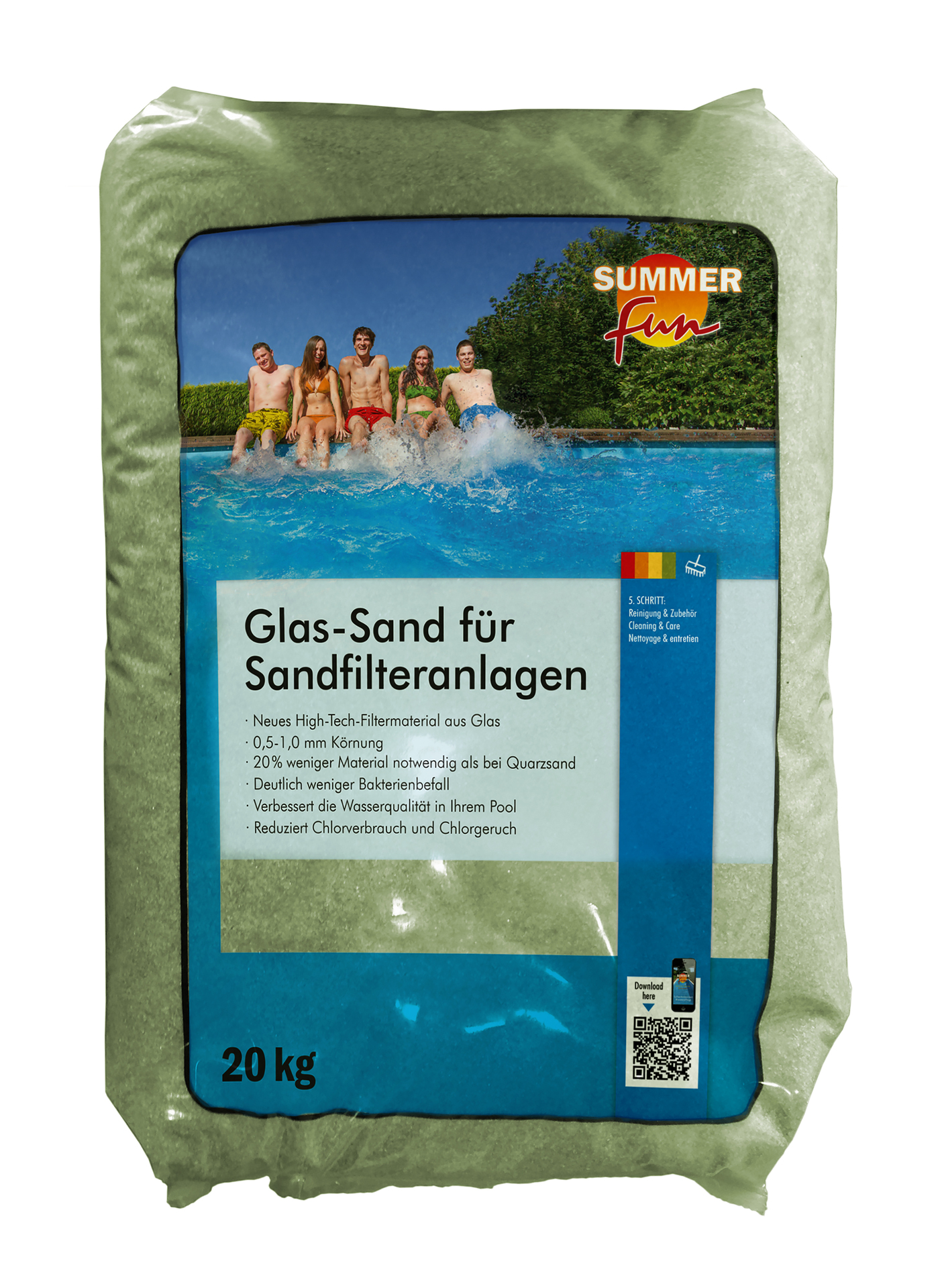Glassand für Sandfilteranlagen Körnung 0,5 – 1,00 mm  Sack / 20kg
