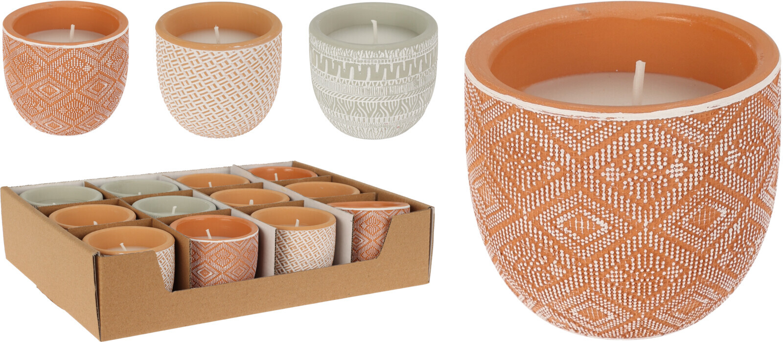 Citronella-Kerze im Terracottatopf, 3-fach sortiert bei leitermann.de günstig kaufen Citronella-Kerze im Terracottatopf, 3-fach sortiert