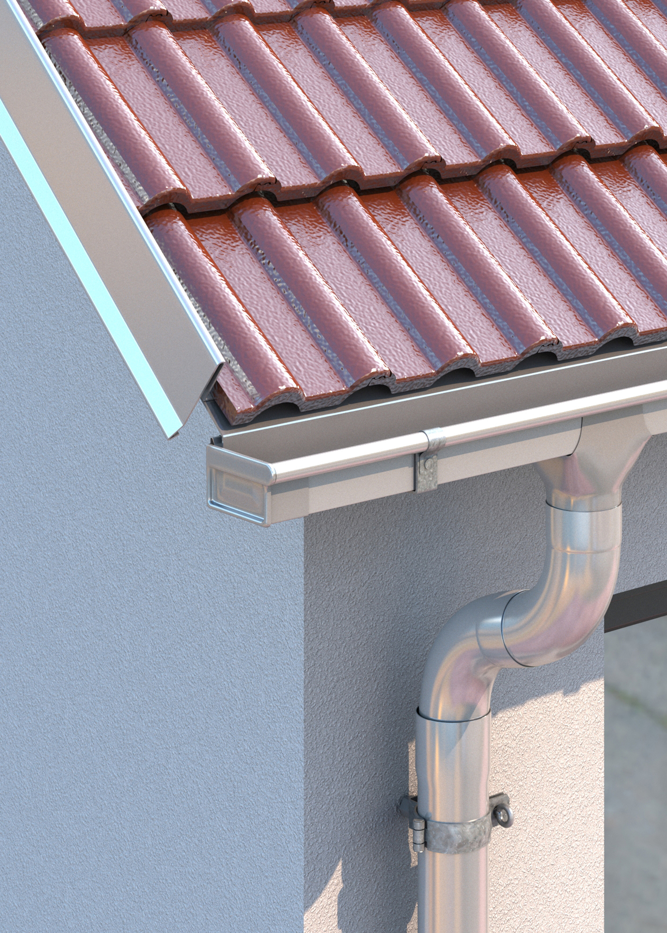 Kastenrinnenendstück zum Ankleben alu-anthrazit, RG 70, 10-teilig