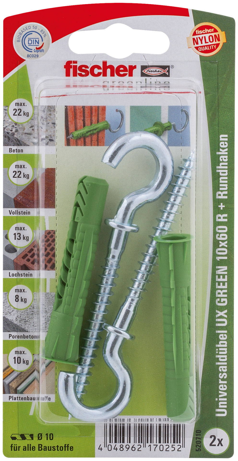 Universaldübel UX Green R RH K, 2 Stück