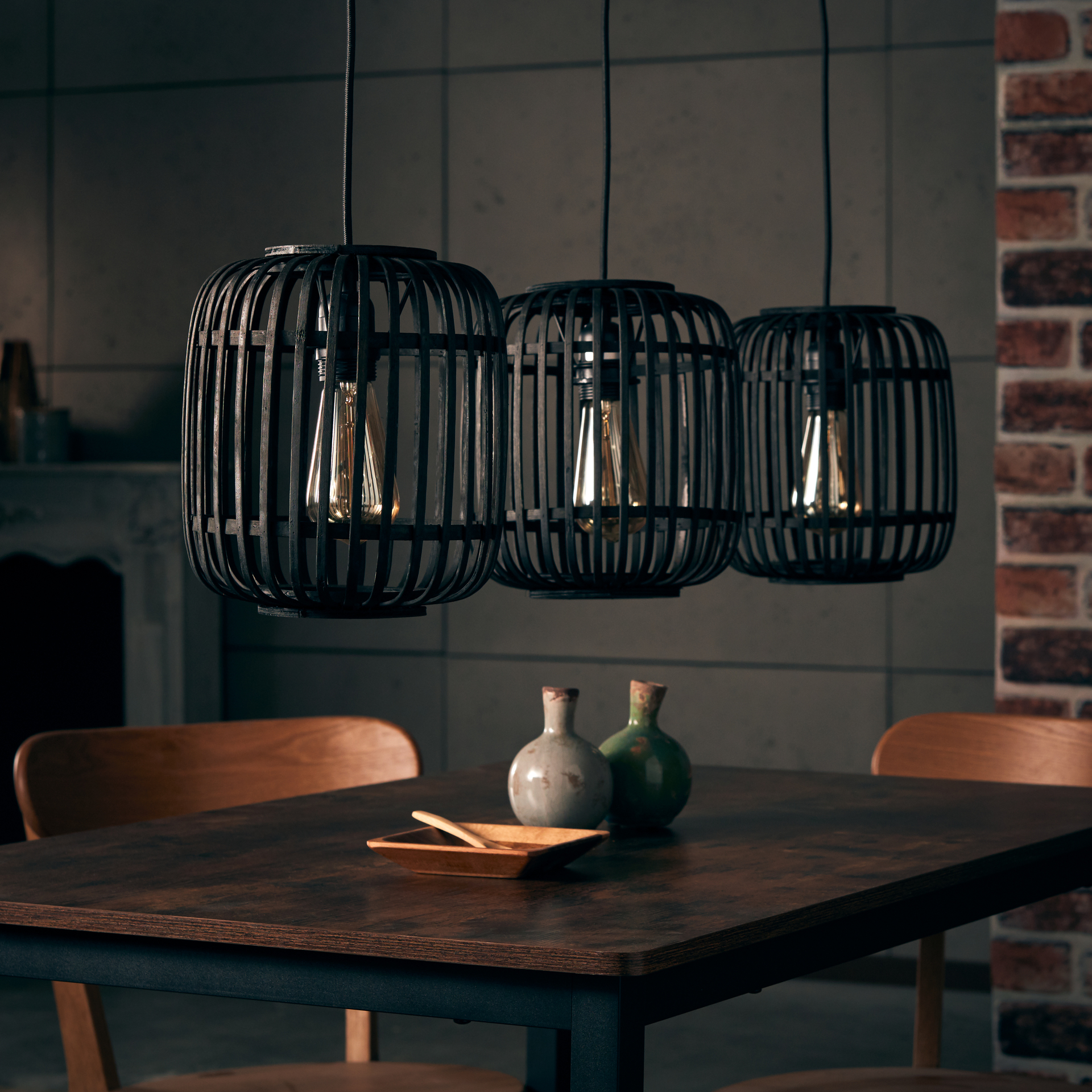 Woodrow Dekorative Pendelleuchte holz dunkel/schwarz