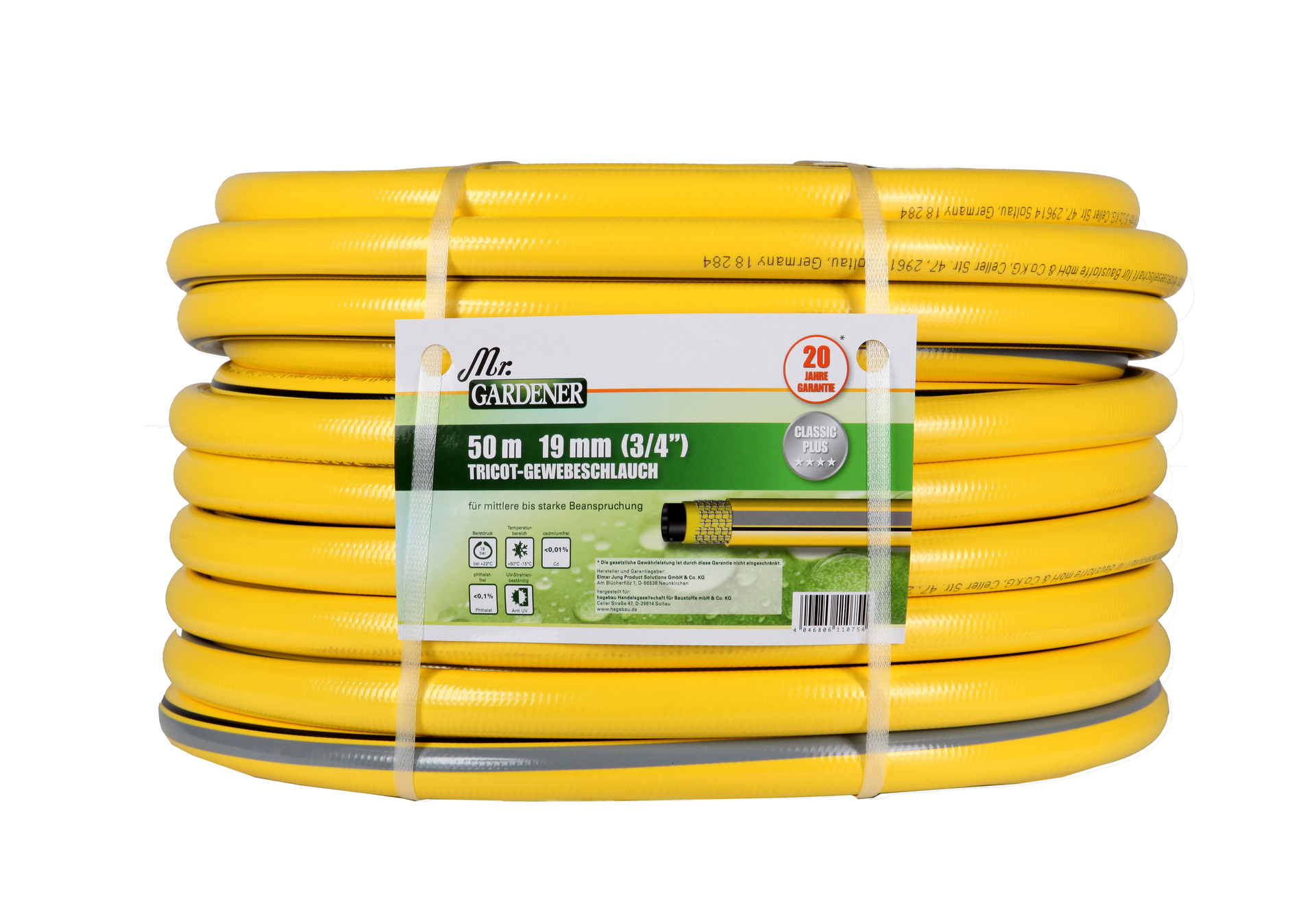 Tricotgewebe-Gartenschlauch Classic Plus gelb/schwarz