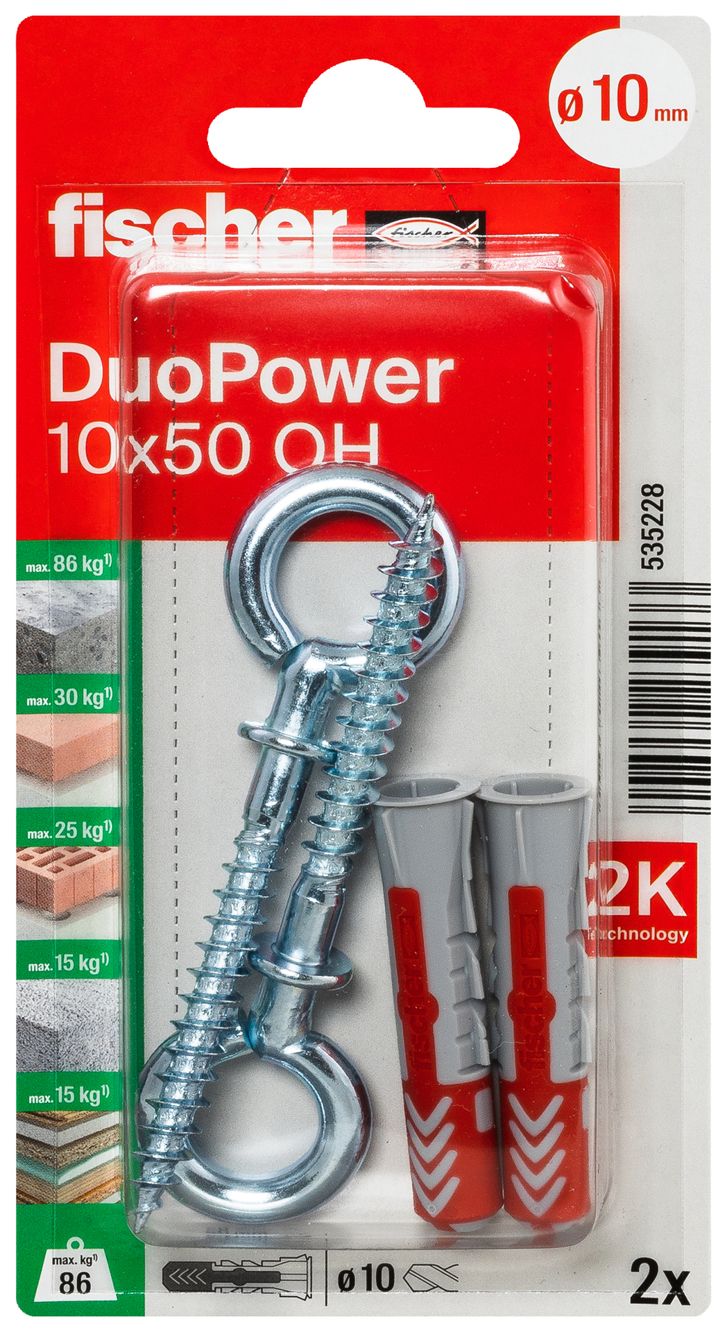 Duopower Dübel OH K, 2 Stück
