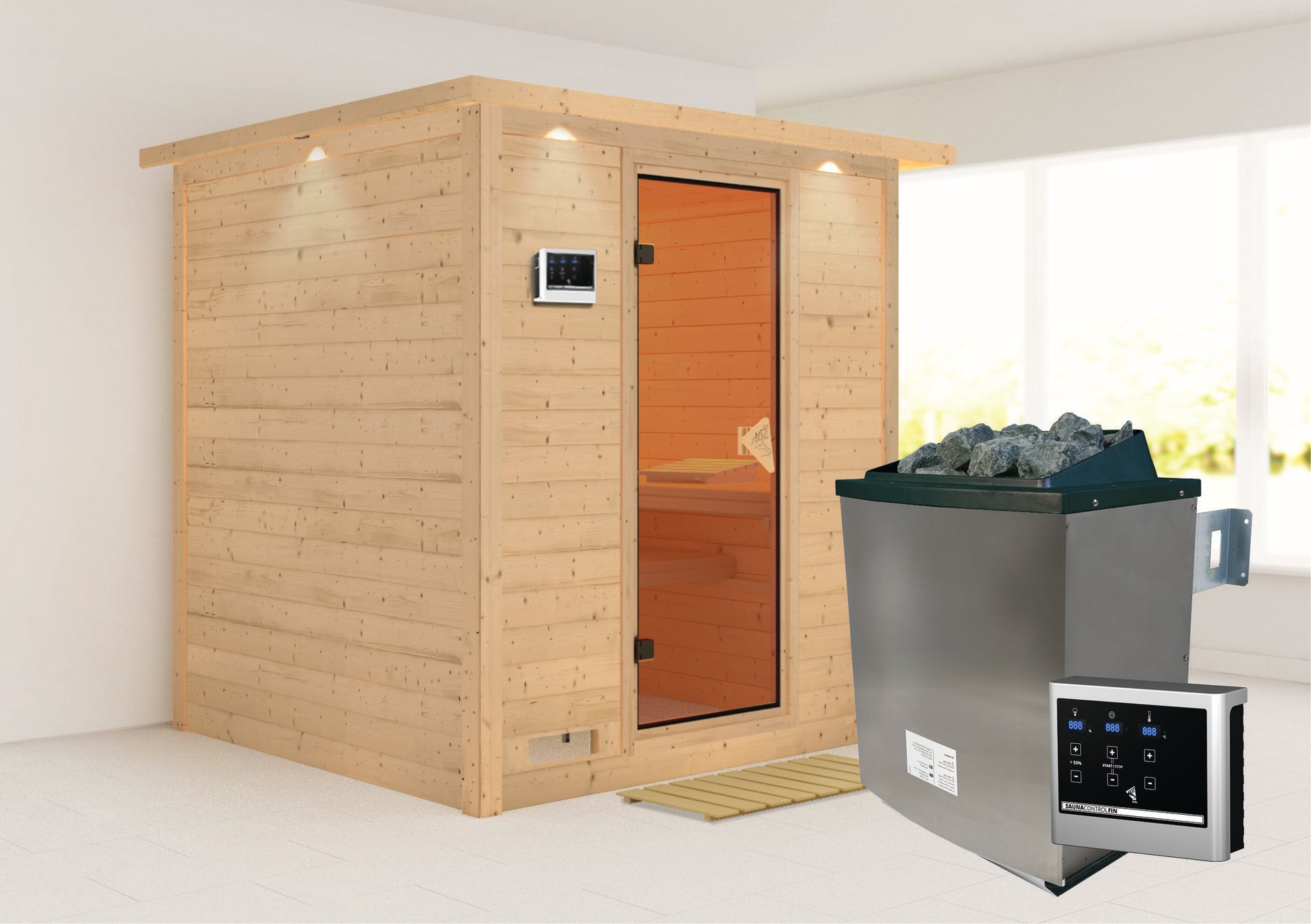 Sauna Sindi 193x184x208cm, Fronteinstieg