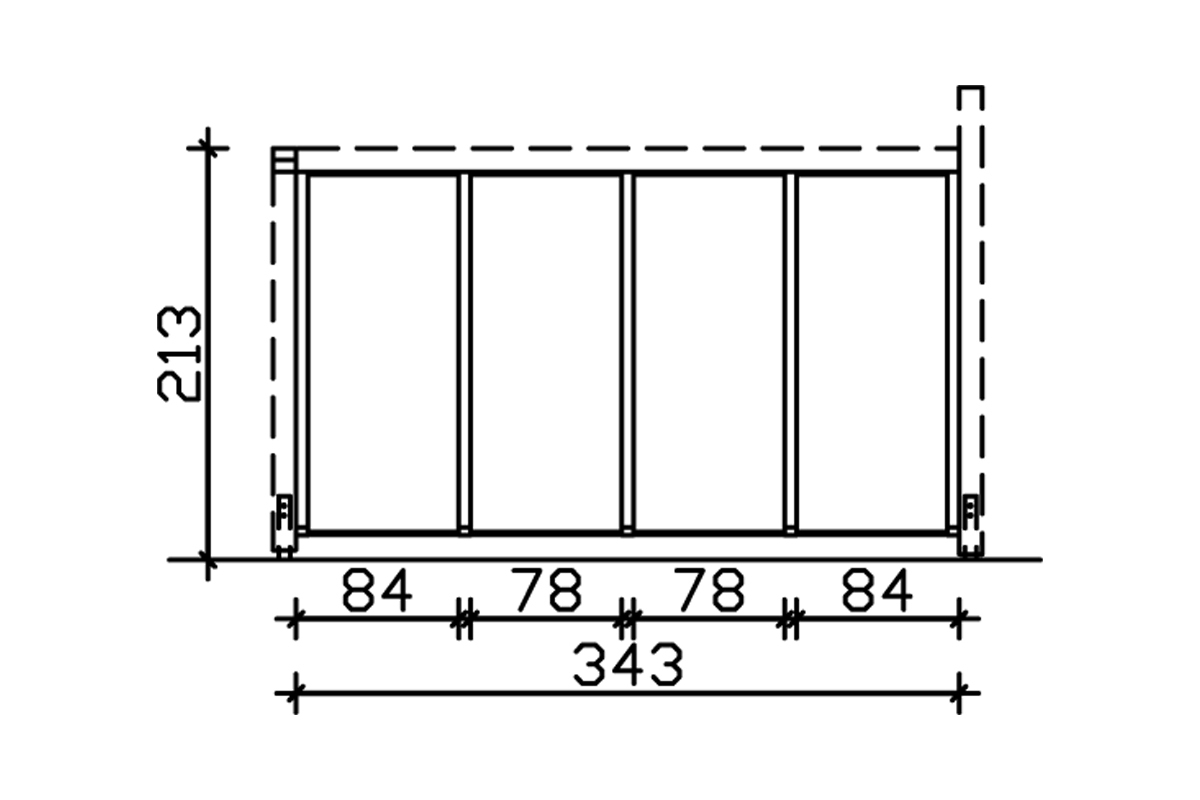 Seitenwand m. Polycarbonat, freistehend Fichte
