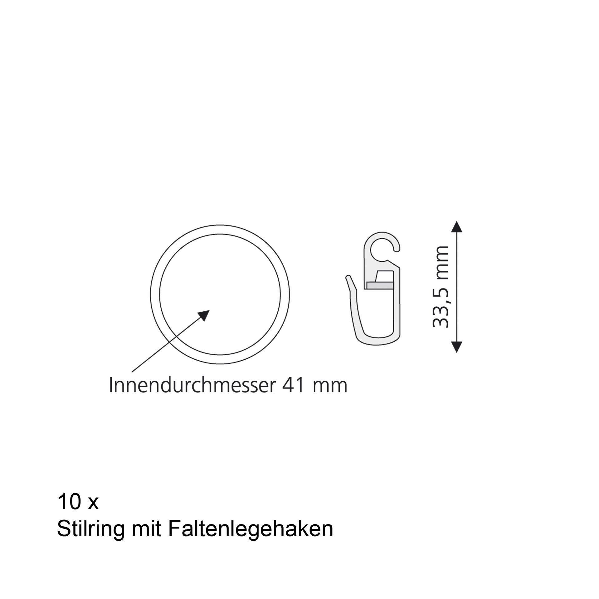 Gardinenringe für Gardinenstangen Ø28mm, 10 Stück