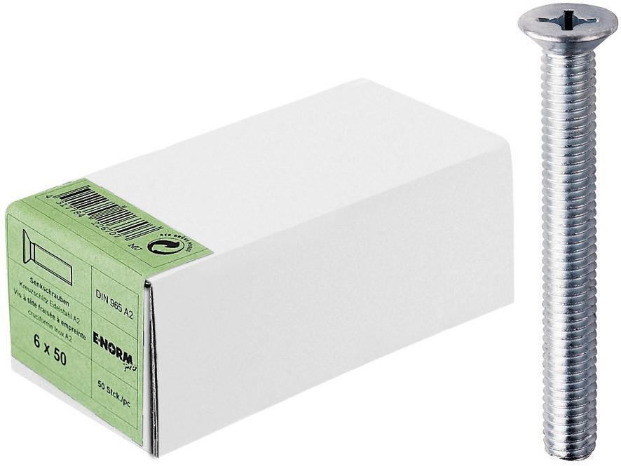 Senkkopfschraube DIN 965 M 6 x 20 A2 E-NORMpro 50 Stück