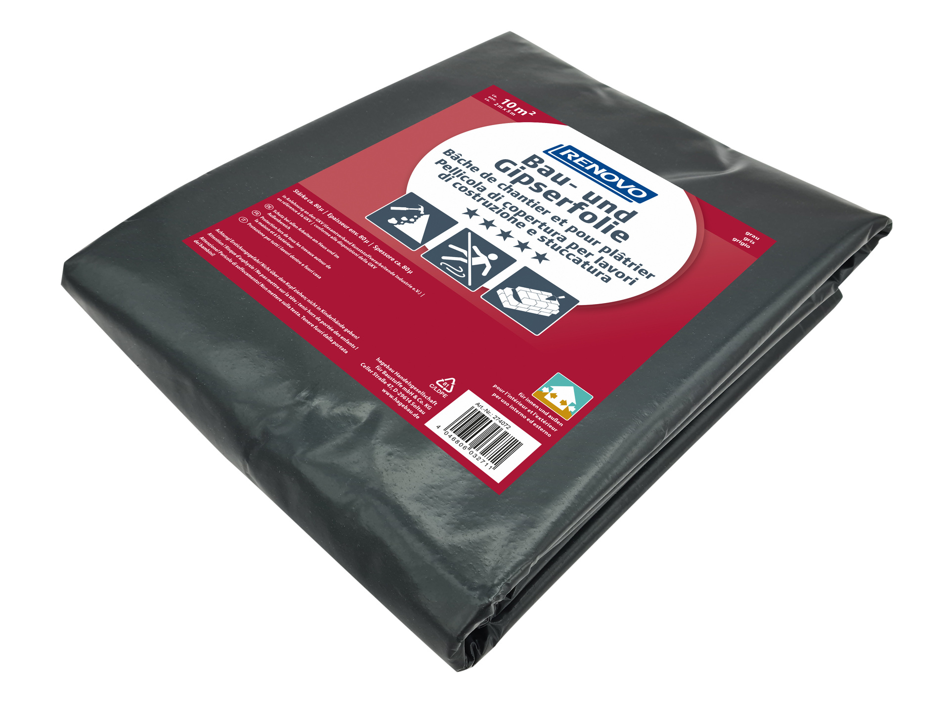 Bau- und Gipserfolie 2 x 5m