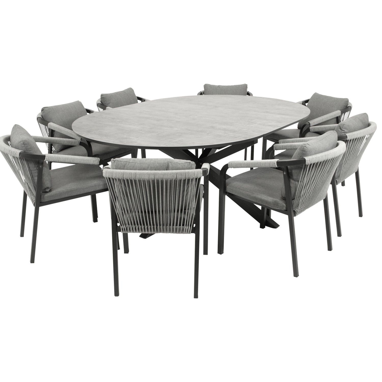 Garnitur 9-teilig, Aluminium, Rope, Tischplatte ECP bei leitermann.de günstig kaufen Garnitur 9-teilig, Aluminium, Rope, Tischplatte ECP