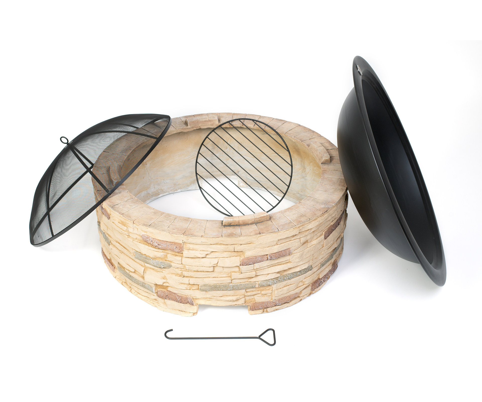 Feuerstelle Steinoptik mit Abfanggitter