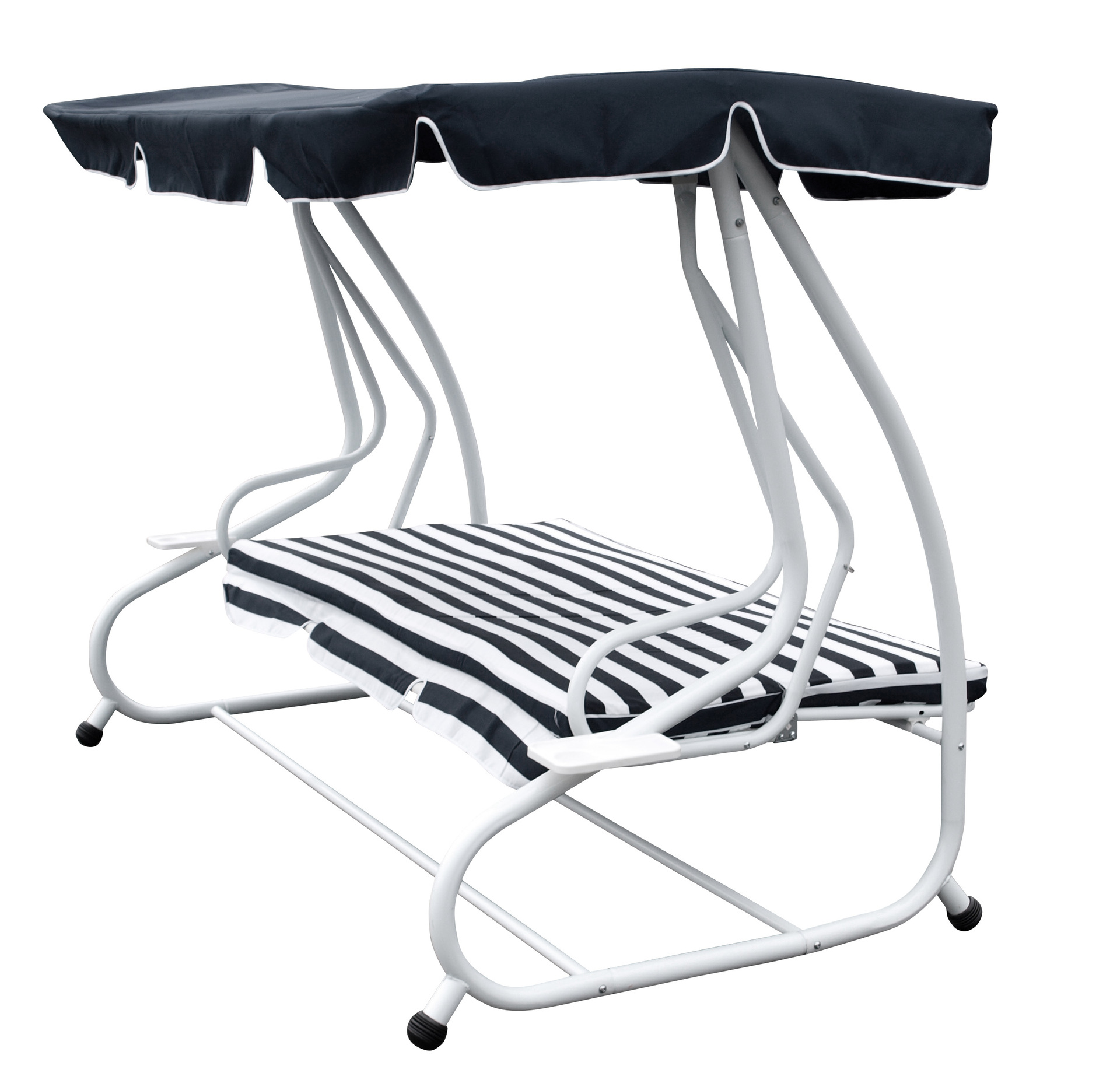 Hollywoodschaukel 4-sitzer, weiss-blau
