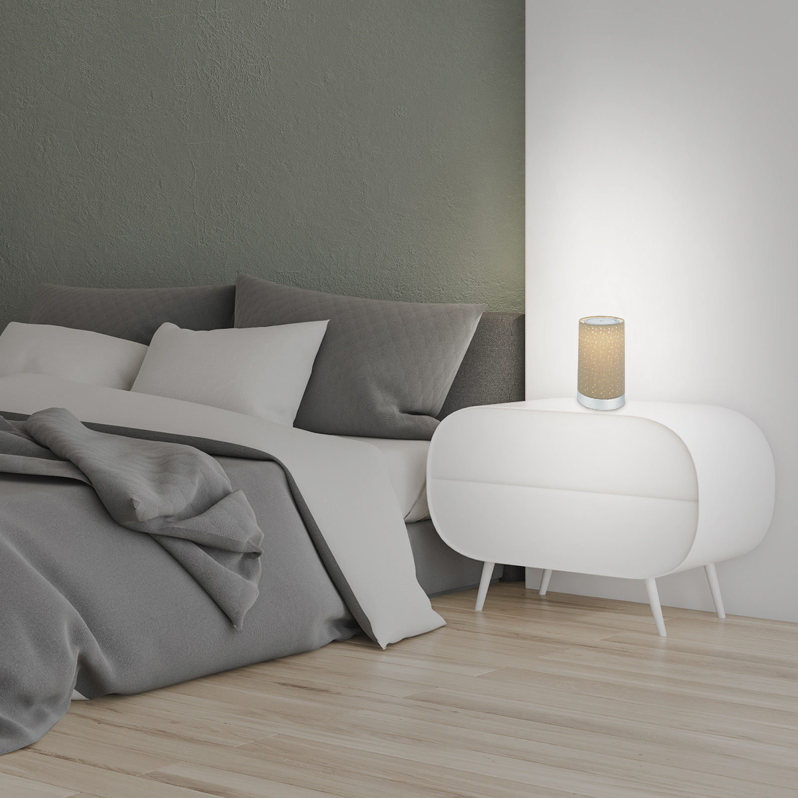 Plug&Play Akku LED Tischleuchte LONI, taupe