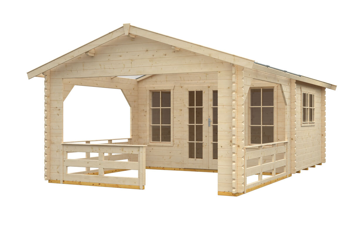 Gartenhaus Holmestrand, 45mm mit Abstellraum natur