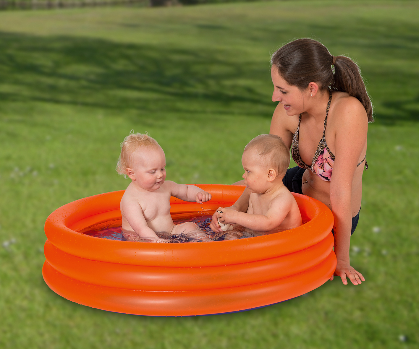 3-Ring-Pool Planschbecken Uni, orange bei leitermann.de günstig kaufen 3-Ring-Pool Planschbecken Uni, orange