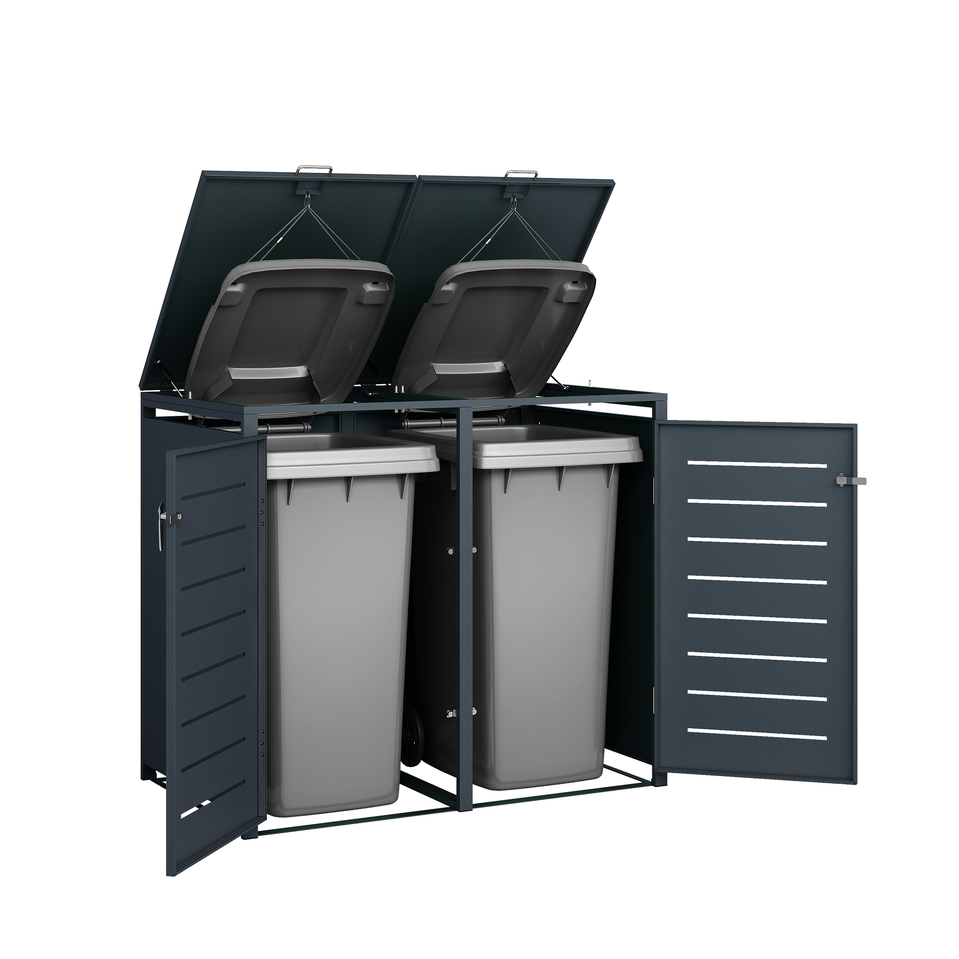 Mülltonnenbox klein 2-er, Stahl verzinkt, anthrazit bei leitermann.de günstig kaufen Mülltonnenbox klein 2-er, Stahl verzinkt, anthrazit