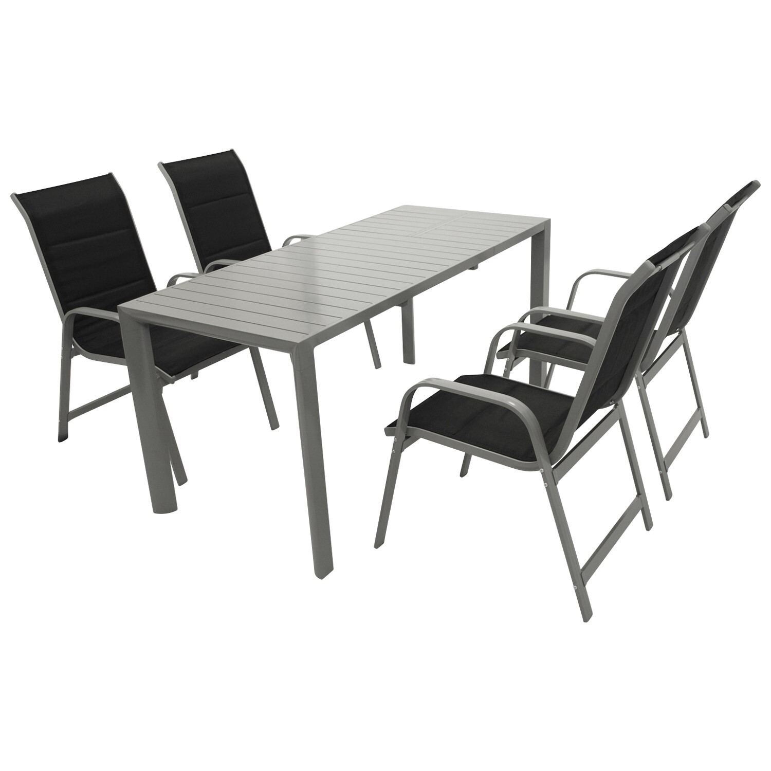 Garnitur 5-teilig, Aluminium, Kunstgewebe schwarz