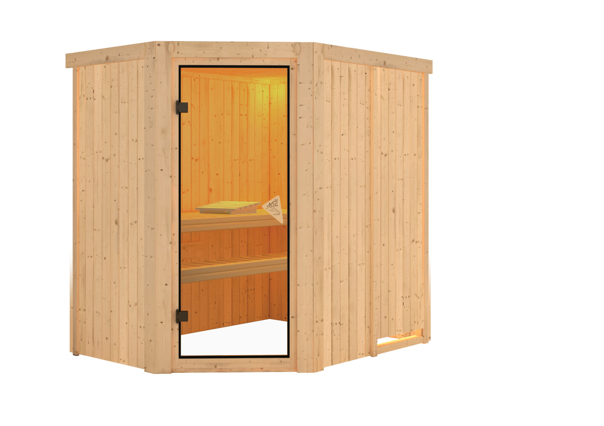 Sauna Wenden mit Zubehör-Set, 196x151x198cm, Eckeinstieg