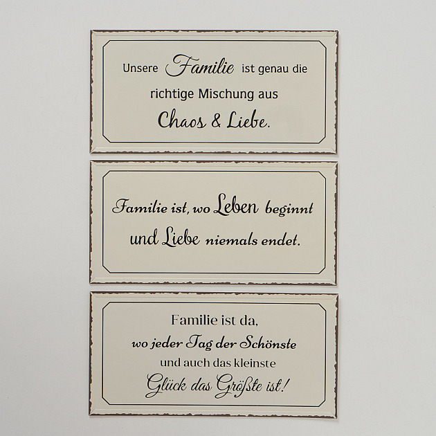 Schild Familie 3, 3-fach sortiert