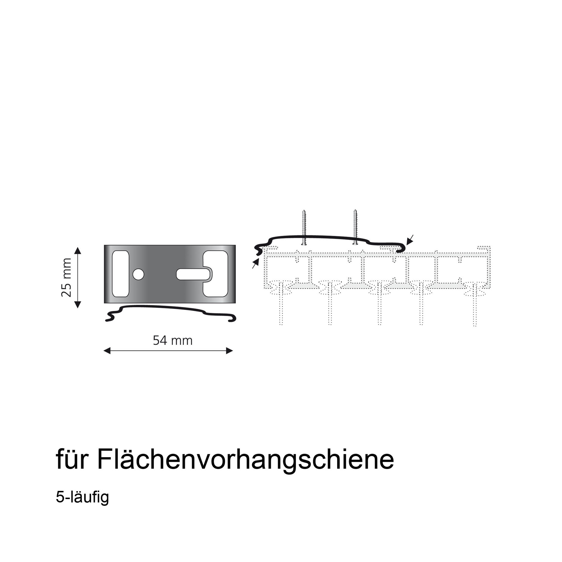 Deckenclip für Flächenvorhangschienen Schiebevorhang